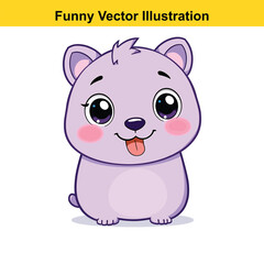 Cute Purple Cartoon Animal Character with Big Eyes and Pink Cheeks