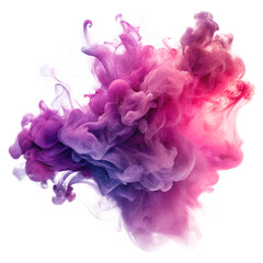 Pink and Violet Smoke Burst in Dreamy Swirl on Transparent Background