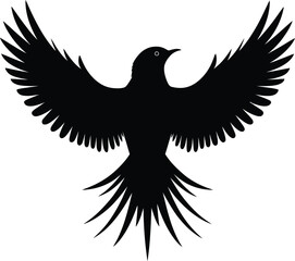 Obraz premium Black silhouette of a flying bird on a white background. Vector illustration