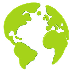 Cartoon planet Earth icon illustration isolated on transparent background. Earth day or environment conservation concept. Save green planet concept. 