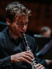 Fototapeta premium The clarinetist on stage