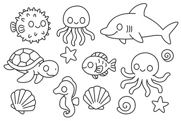 Cute animals coloring page, kids activities and educational materials