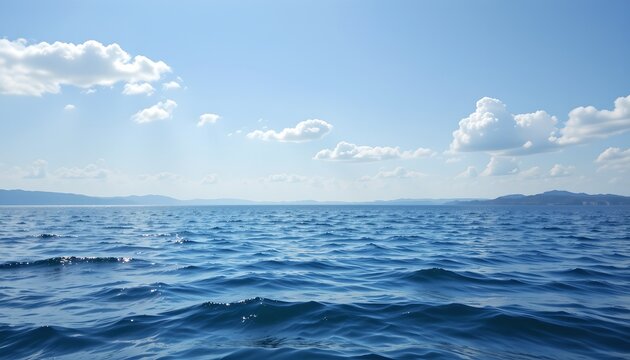 a peaceful lake with gentle waves, leaving the sky open for a message