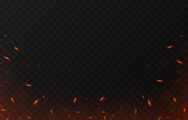 Vector fiery sparks on an isolated transparent background. Sparks png, fire png, fiery particles.
