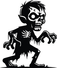 Zombie character silhouette Vector Illustration isolated on a white background