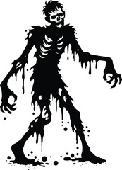 Zombie character silhouette Vector Illustration isolated on a white background
