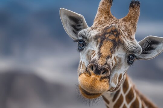 The Entabeni Safari Reserve in South Africa's Limpopo Province is home to a giraffe, known scientifically as Giraffa Camelopardalis, walking through the African Savannah, with a butte geological