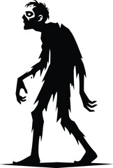 Zombie character silhouette Vector Illustration isolated on a white background