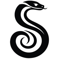 Black stylized snake coiled with forked tongue