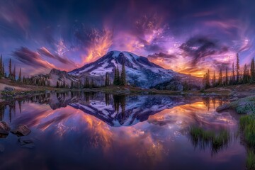 Mt. Rainier National Park in Washington State, USA, at sunrise