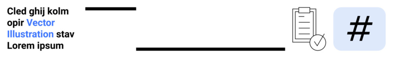 Task list with clipboard and checkmark, accompanied by a metadata tag symbol for categorization. Ideal for organization, productivity, management, workflow, validation, digital use, and simple