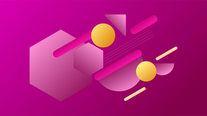 ABSTRACT BACKGROUND ELEGANT PINK ORANGE GRADIENT SMOOTH LIQUID COLORFUL DESIGN WITH CIRCLE HEXAGON GEOMETRIC SHAPES VECTOR TEMPLATE GOOD FOR MODERN WEBSITE, WALLPAPER, COVER DESIGN 