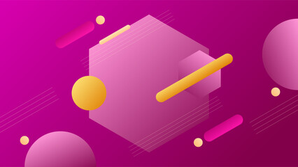 ABSTRACT BACKGROUND ELEGANT PINK ORANGE GRADIENT SMOOTH LIQUID COLORFUL DESIGN WITH CIRCLE HEXAGON GEOMETRIC SHAPES VECTOR TEMPLATE GOOD FOR MODERN WEBSITE, WALLPAPER, COVER DESIGN 
