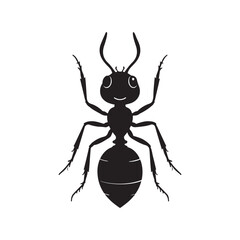 Black ant silhouette vector illustration. On a white background