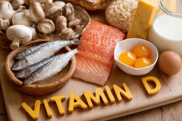 Display Vitamin D Rich Foods Nutrition Concept