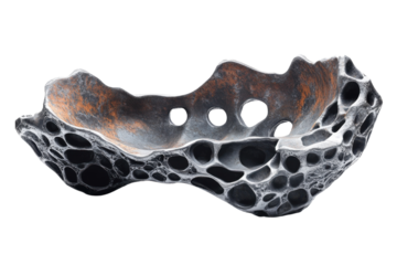 Abstract porous lava stone formation isolated on transparent or white background