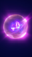 Abstract glowing sphere with layered plasma forms and radiant purple-pink energy field