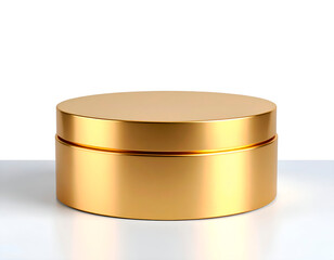Elegant and minimalist gold podium on a transparent background, ideal for displaying luxury products, cosmetics, jewelry, or promotional items in presentations, branding, marketing  and advertising