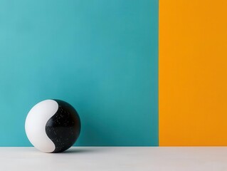 Abstract concept of worklifetravel balance, yinyang symbol with icons