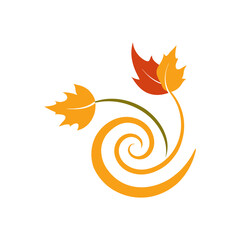 Vector illustration of swirling fall leaves