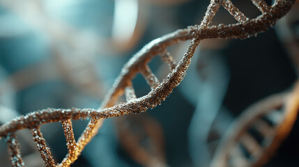 Digital visualization of intricate DNA strands revealing the wonders of genetics in a warm, softly lit environment