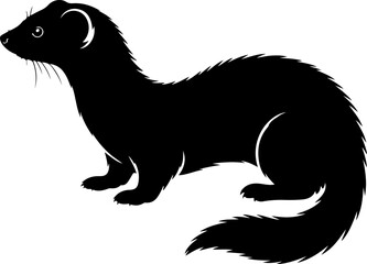 Weasel vector silhouette on white background
