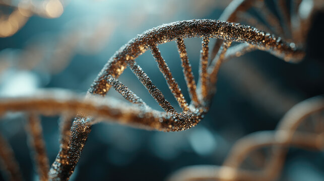 Digital visualization of intricate DNA strands revealing the wonders of genetics in a warm, softly lit environment