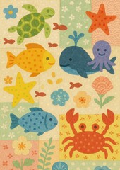 Colorful marine life illustration