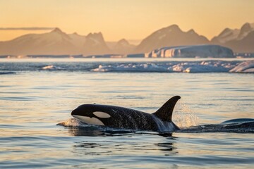 Majestic Baby Orca Swimming Freely in Open Waters
