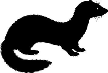 Weasel vector silhouette on white background