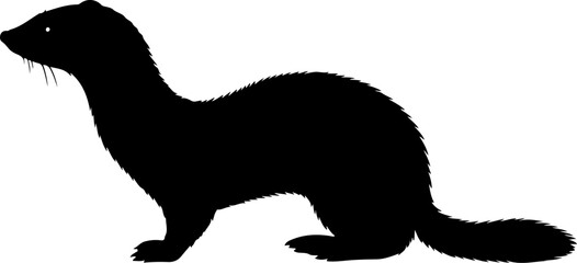 Weasel vector silhouette on white background