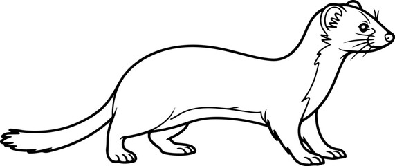 Weasel vector silhouette on white background