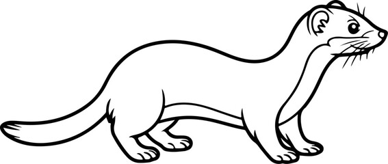 Weasel vector silhouette on white background