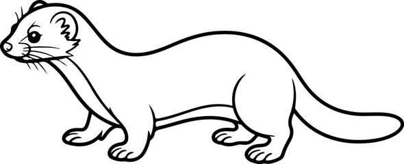 Weasel vector silhouette on white background