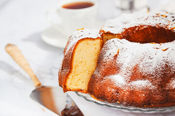 Delicious homemade orange and mascarpone bundt cake
