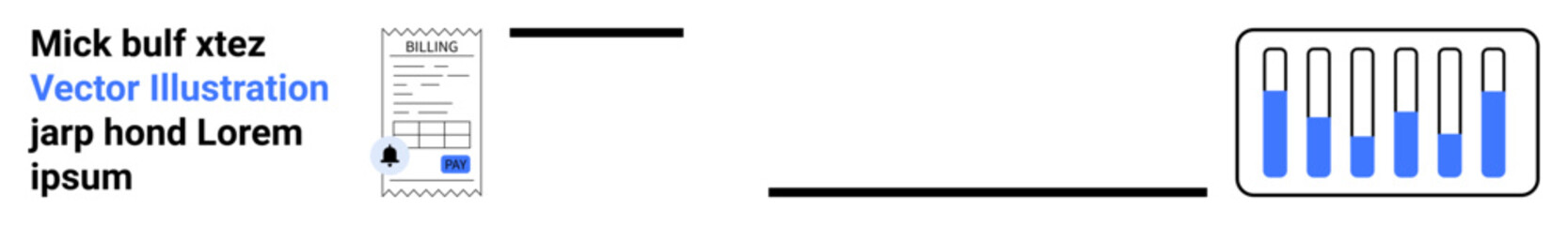 Barcode on invoice links to progress bar with filled levels. Ideal for logistics, automation, technology, inventory, tracking, barcode scanning, simple landing page