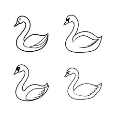 Vector illustration set of Swan silhouette