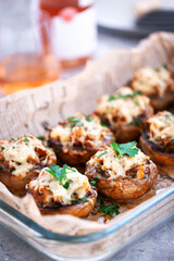 Stuffed mushroom appetizer for wine