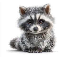 Obraz premium This PNG image is a stunning portrait of a majestic raccoon, isolated against a clean white background