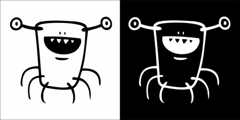 Monster cute hand drawn cartoon vintage style vector