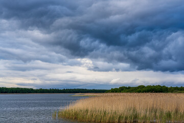 Heavy clouds on Lake Ros. Pisz. Masuria.