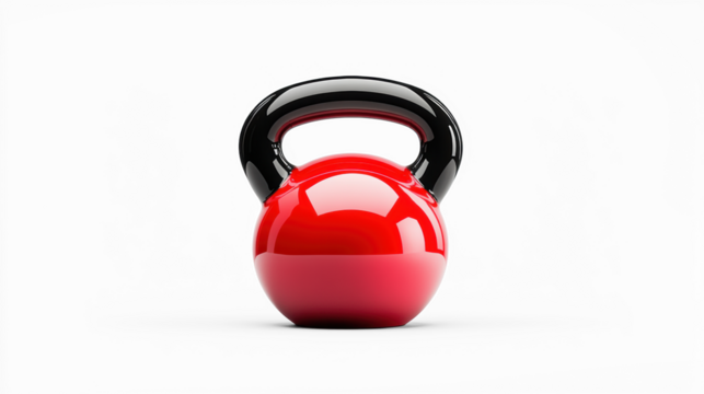 Red and Black Kettlebell on Transparent Background - Powered by Adobe