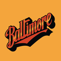 Baltimore, Maryland Reto Script Typography Vector