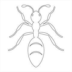 Detailed Ant Illustration in Black and White Silhouette Style