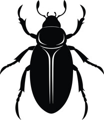 Detailed Black Beetle Vector Illustration in Silhouette Style