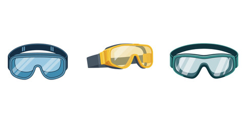 Ski or snowboarding goggles isolated on a white background. Winter sport accessorie icon. skiing mask or glasses vector illustration, Ski Goggles Icon Flat, safety goggles vector, Safety Glass Line
