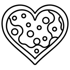 Romantic Pizza Slice Line Art