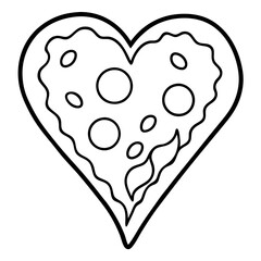 Romantic Pizza Slice Line Art