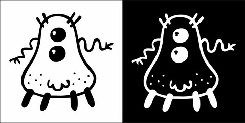 Fototapeta premium Monster cute hand drawn cartoon vintage style vector