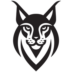 Black  white lynx head logo with pointed ears and stylized features